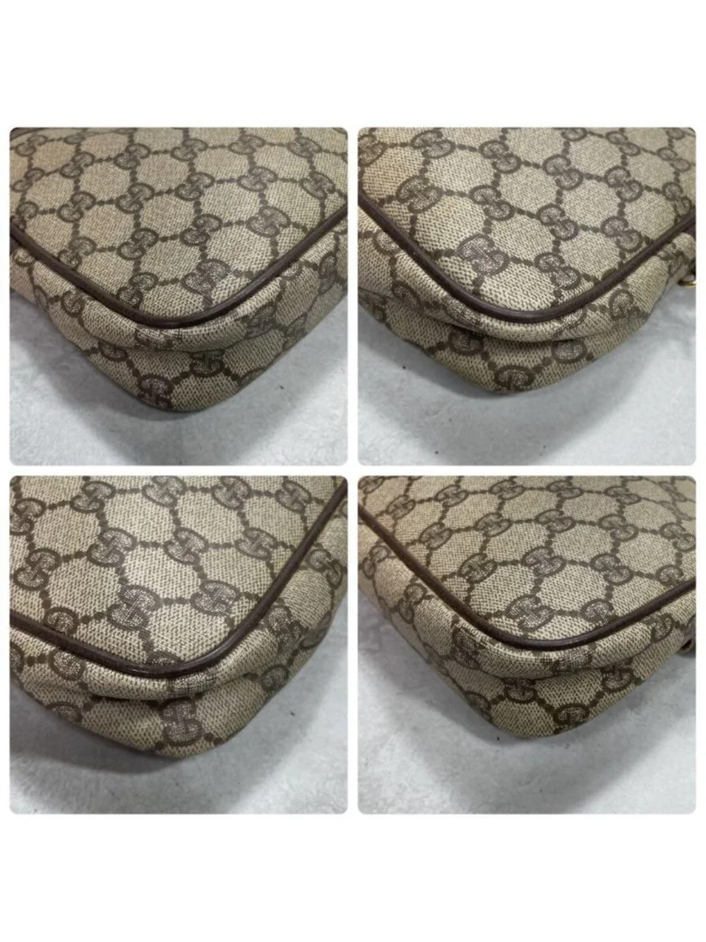 Gucci GG Shoulder Bag Brown Beige Leather Logo
